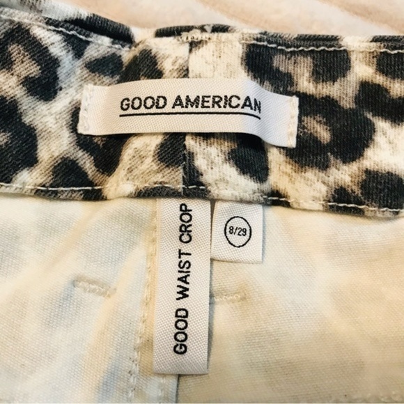 Good American Good Waist Crop Skinny Jeans White SNOW LEOPARD print size 8 29 - Picture 10 of 13
